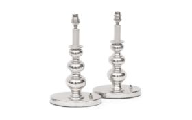 A PAIR OF NICKEL PLATED LAMP BASES