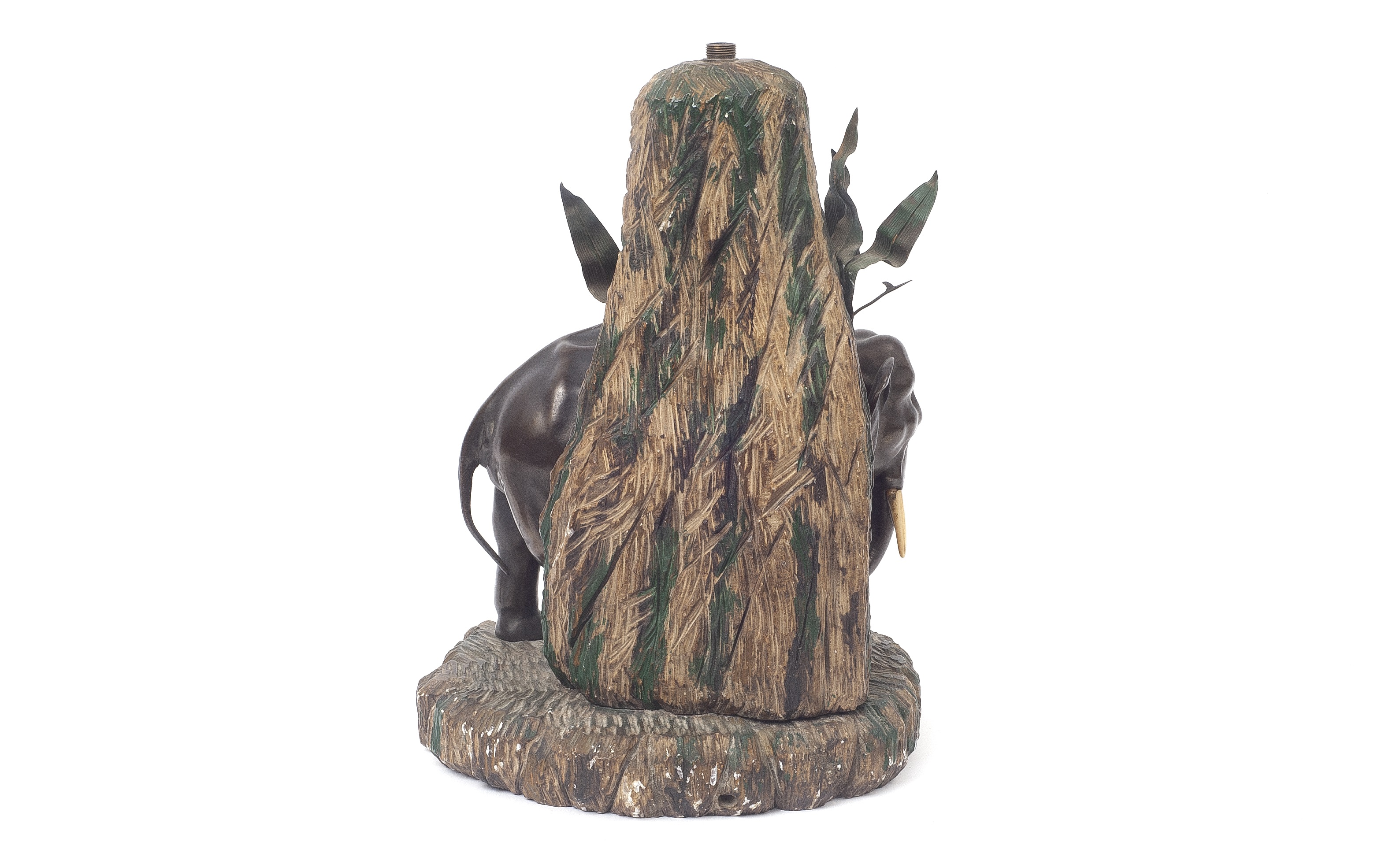 AN EARLY 20TH CENTURY AUSTRIAN BRONZE AND ALABASTER ELEPHANT LAMP - Image 2 of 2