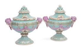 A PAIR OF LATE 19TH CENTURY BERLIN PORCELAIN VASES AND COVERS
