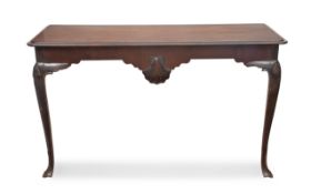 AN 18TH CENTURY AND LATER IRISH GEORGE II STYLE MAHOGANY CONSOLE TABLE