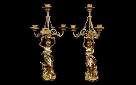 A PAIR OF LATE 19TH CENTURY FRENCH ORMOLU FIGURAL CANDELABRA
