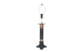 AN ITALIAN BAROQUE STYLE EBONISED LAMP BASE