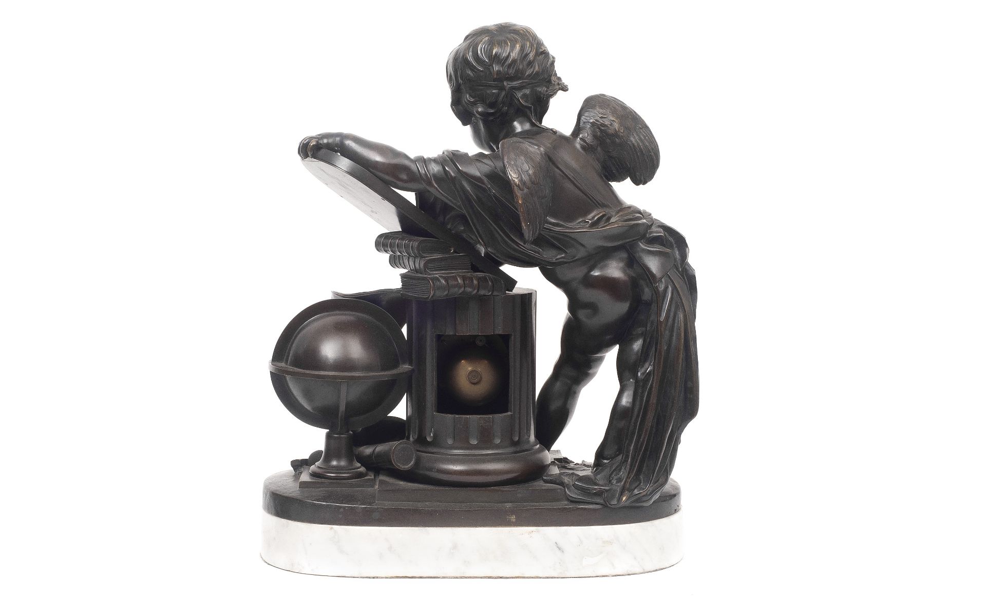 A FINE AND LARGE 19TH CENTURY BRONZE FIGURAL CLOCK SIGNED DENIERE, PARIS, CIRCA 1870 - Image 3 of 5