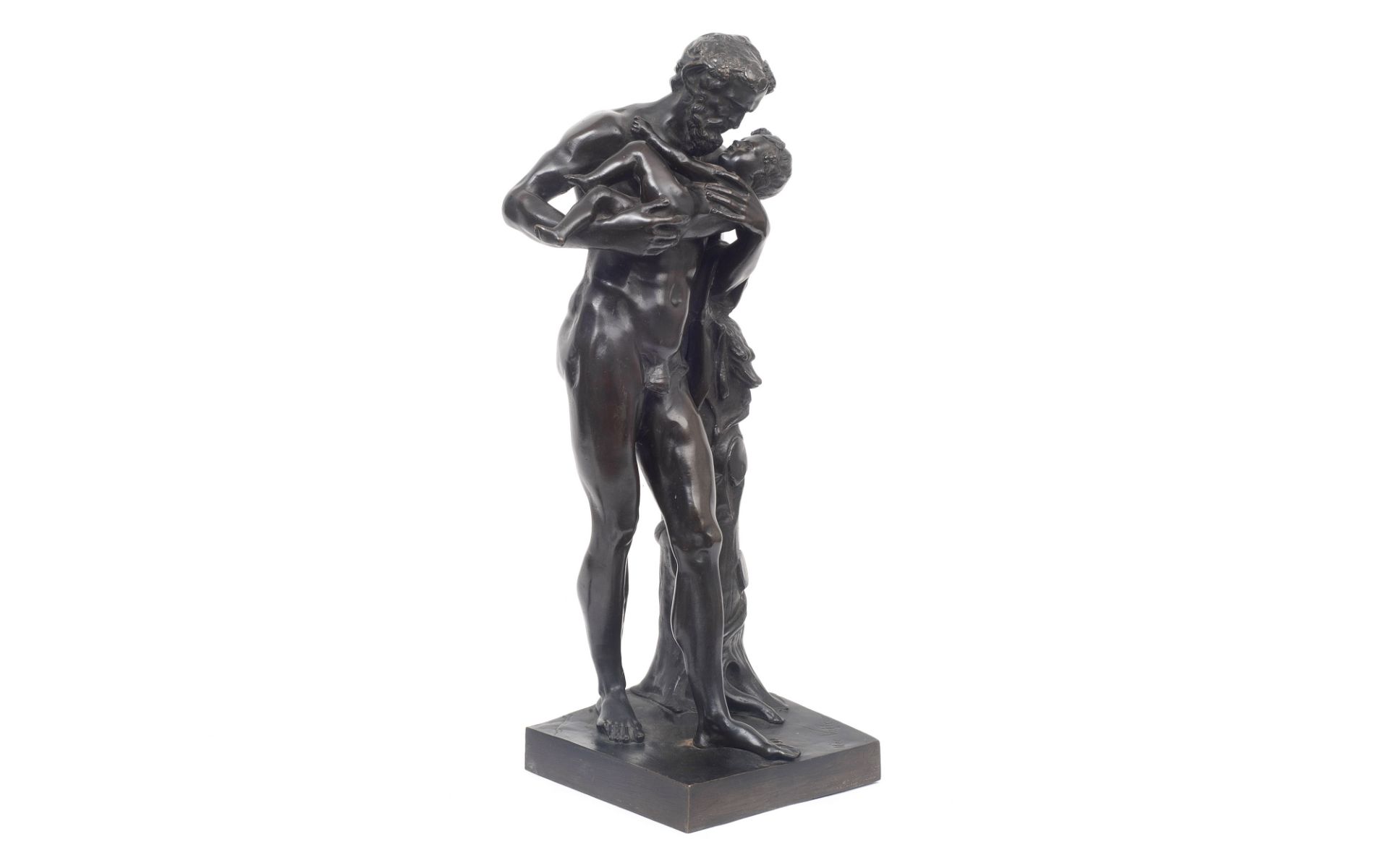 AFTER THE ANTIQUE: A 19TH CENTURY BRONZE OF SILENUS AND THE INFANT BACCHUS - Image 2 of 6
