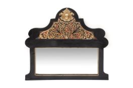 A BOULLE STYLE FAUX TORTOISHELL AND GILT BRONZE MOUNTED WALL MIRROR