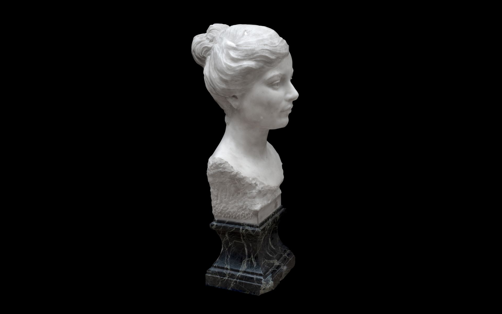 AN EARLY 20TH CENTURY LIFE-SIZE MARBLE BUST OF A LADY - Image 2 of 3