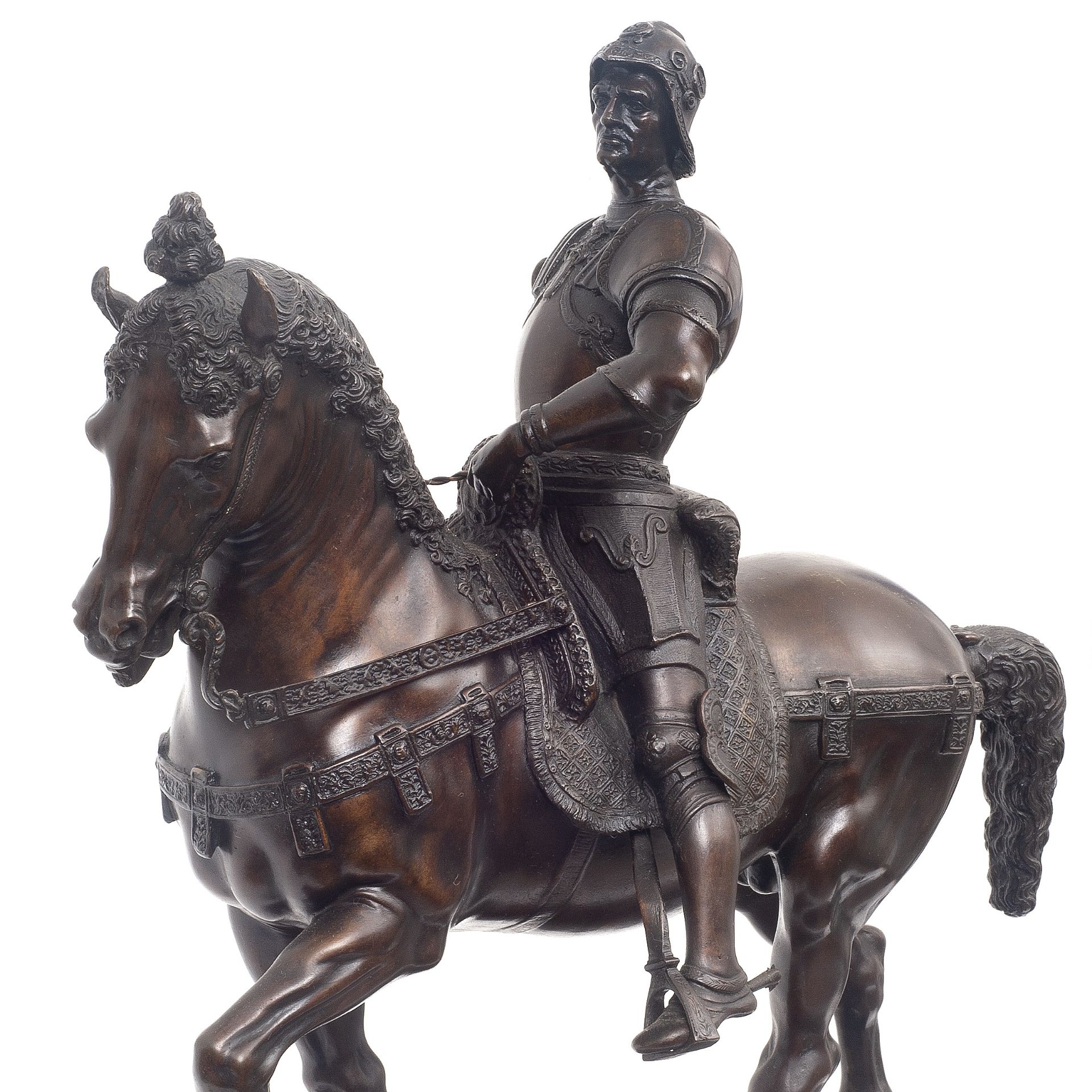 A 19TH / EARLY 20TH CENTURY BRONZE REDUCTION OF THE EQUESTRIAN MONUMENT TO COLLEONI - Image 8 of 8