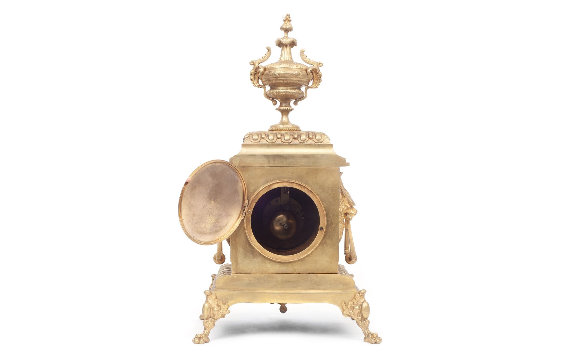 A LARGE LATE 19TH CENTURY FRENCH GILT BRONZE MANTEL CLOCK - Image 2 of 3