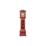 AN EXCEPTIONAL LATE 19TH CENTURY CHINESE CARVED AND RED LACQUERED LONGCASE CLOCK