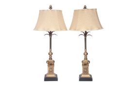 A LARGE PAIR OF STIFFEL TYPE BRASS ELEPHANT LAMP BASES