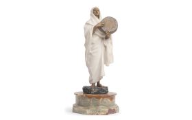 LOUIS HOTTOT (FRENCH, 1829-1905): A MARBLE AND PARCEL GILT FIGURE OF AN ARAB