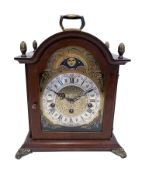 A GEORGE III STYLE MAHOGANY BRACKET CLOCK WITH WESTMINSTER CHIMES