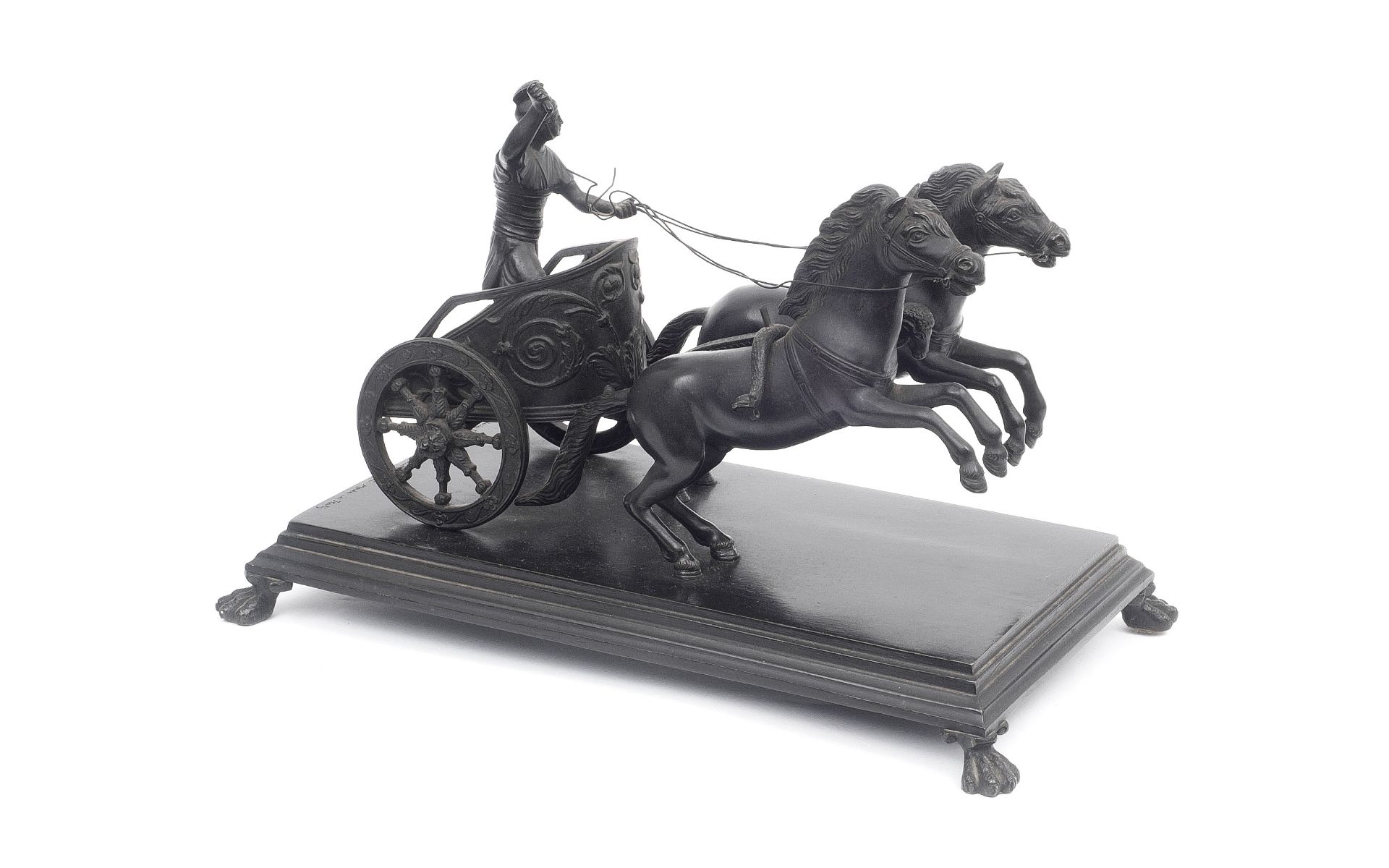 A 19TH CENTURY GRAND TOUR BRONZE OF A CHARIOT BY GIORGIO SOMMER, NAPLES - Image 5 of 5