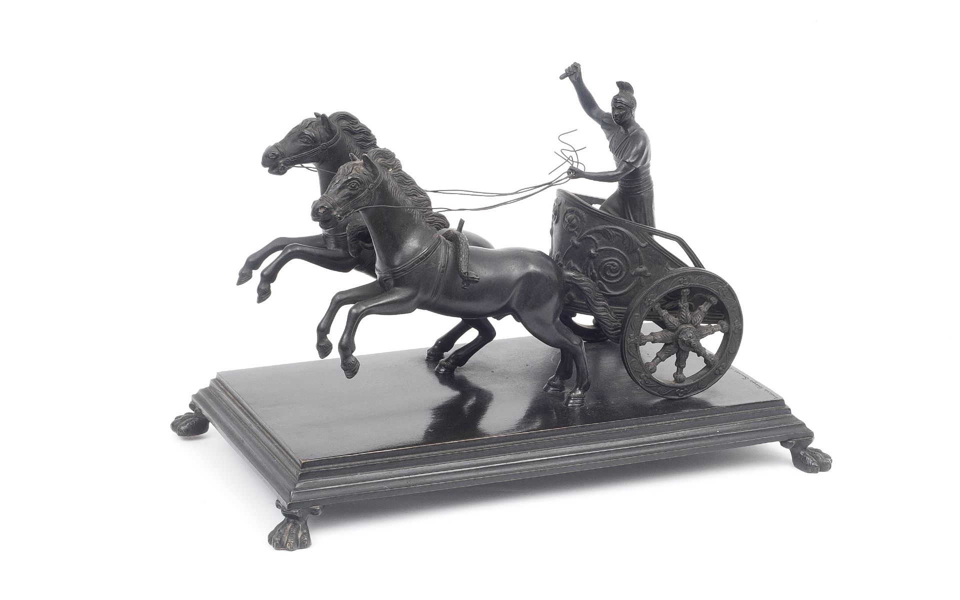 A 19TH CENTURY GRAND TOUR BRONZE OF A CHARIOT BY GIORGIO SOMMER, NAPLES - Image 4 of 5