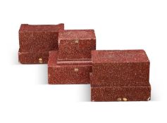 THREE SIMULATED PORPHYRY SCAGLIOLA PLINTHS