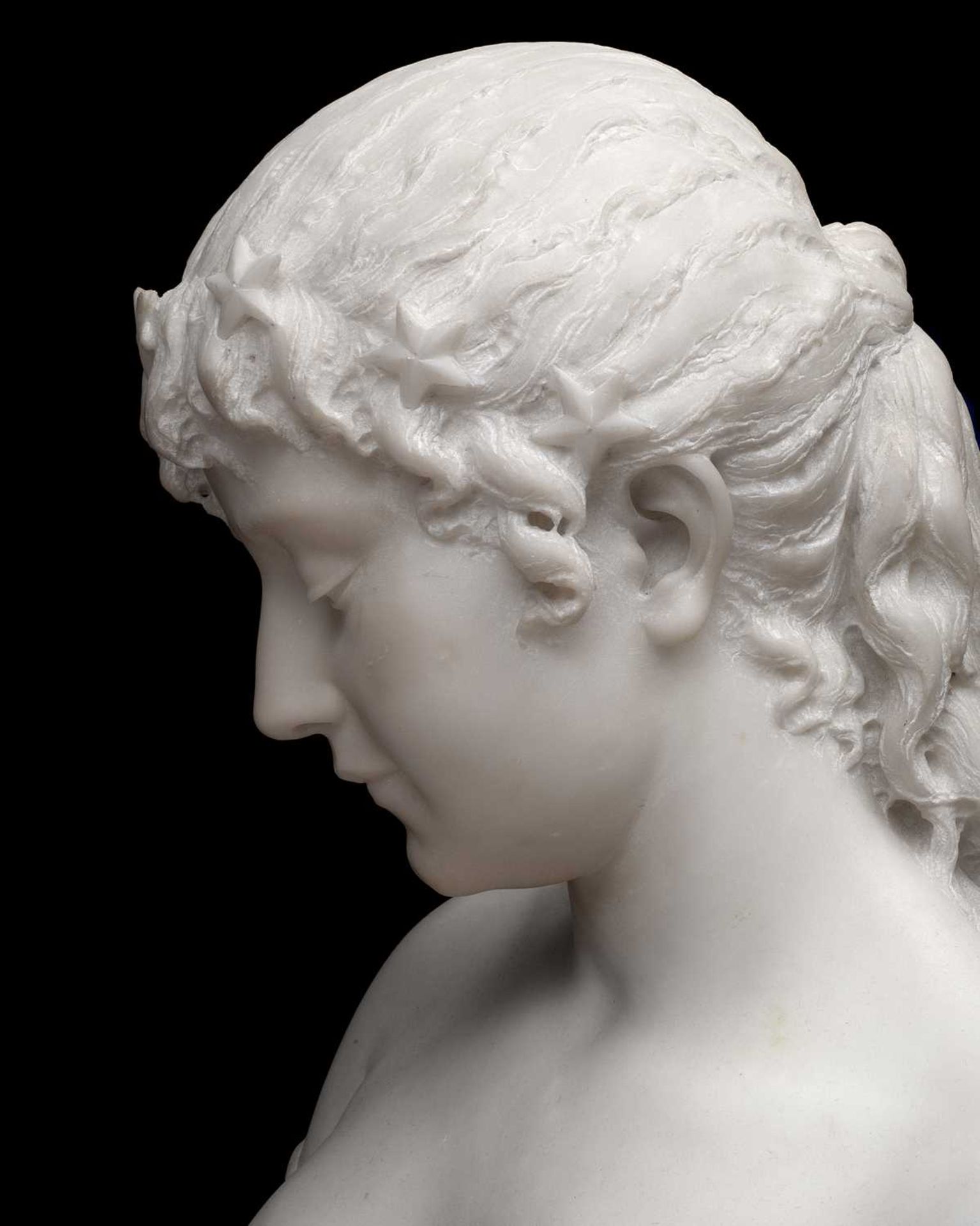 CESARE LAPINI (ITALIAN, 1848-1893): A FINE MARBLE BUST OF A MAIDEN REPRESENTING NIGHT - Image 4 of 5