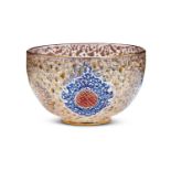 A PERSIAN STYLE ENAMELLED GLASS BOWL