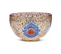 A PERSIAN STYLE ENAMELLED GLASS BOWL