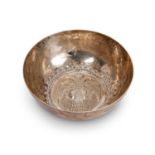 A SILVERED METAL BOWL, POSSIBLY RUSSIAN