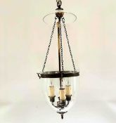 A REGENCY STYLE GLASS HALL LANTERN OR HUNDI LAMP