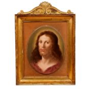 A RARE AND LARGE KPM PORCELAIN PLAQUE DEPICTING THE HEAD OF CHRIST