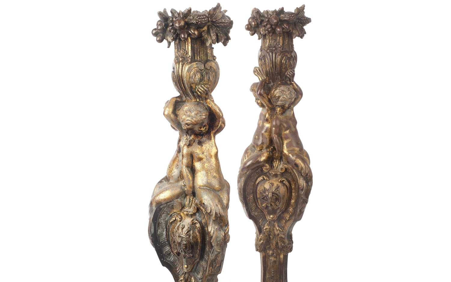 AFTER JUSTE-AURELE MEISSONNIER (1695-1750): A PAIR OF 19TH CENTURY GILT BRONZE LAMP BASES - Image 2 of 3