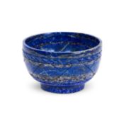 A SOLID CARVED LAPIS LAZULI BOWL