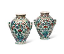 A PAIR OF CANTAGALLI IZNIK STYLE POTTERY VASES, ITALY, LATE 19TH CENUTRY