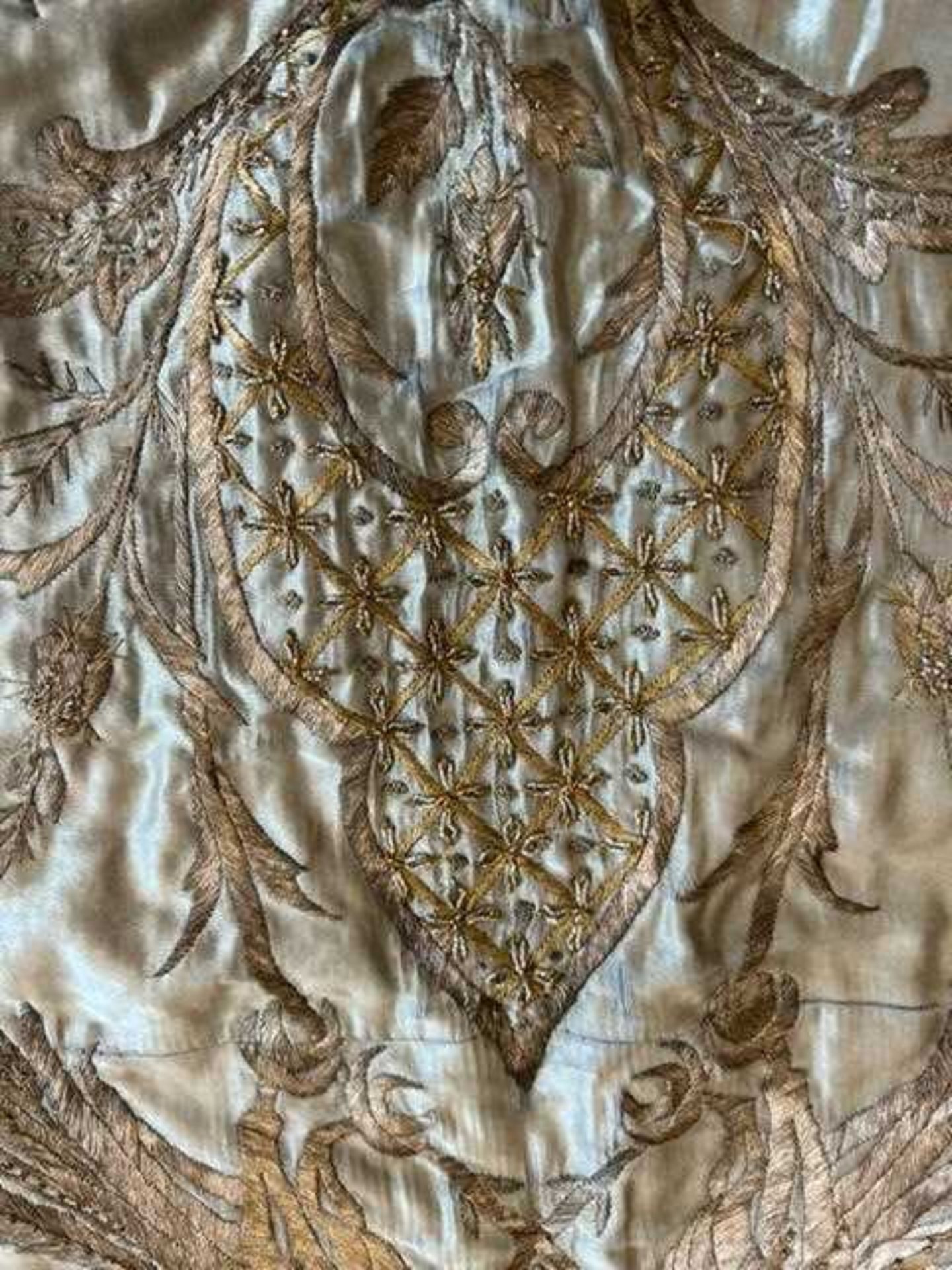 A 19TH CENTURY OTTOMAN GOLD AND SILVER THREAD EMBROIDERED BANNER - Image 18 of 18