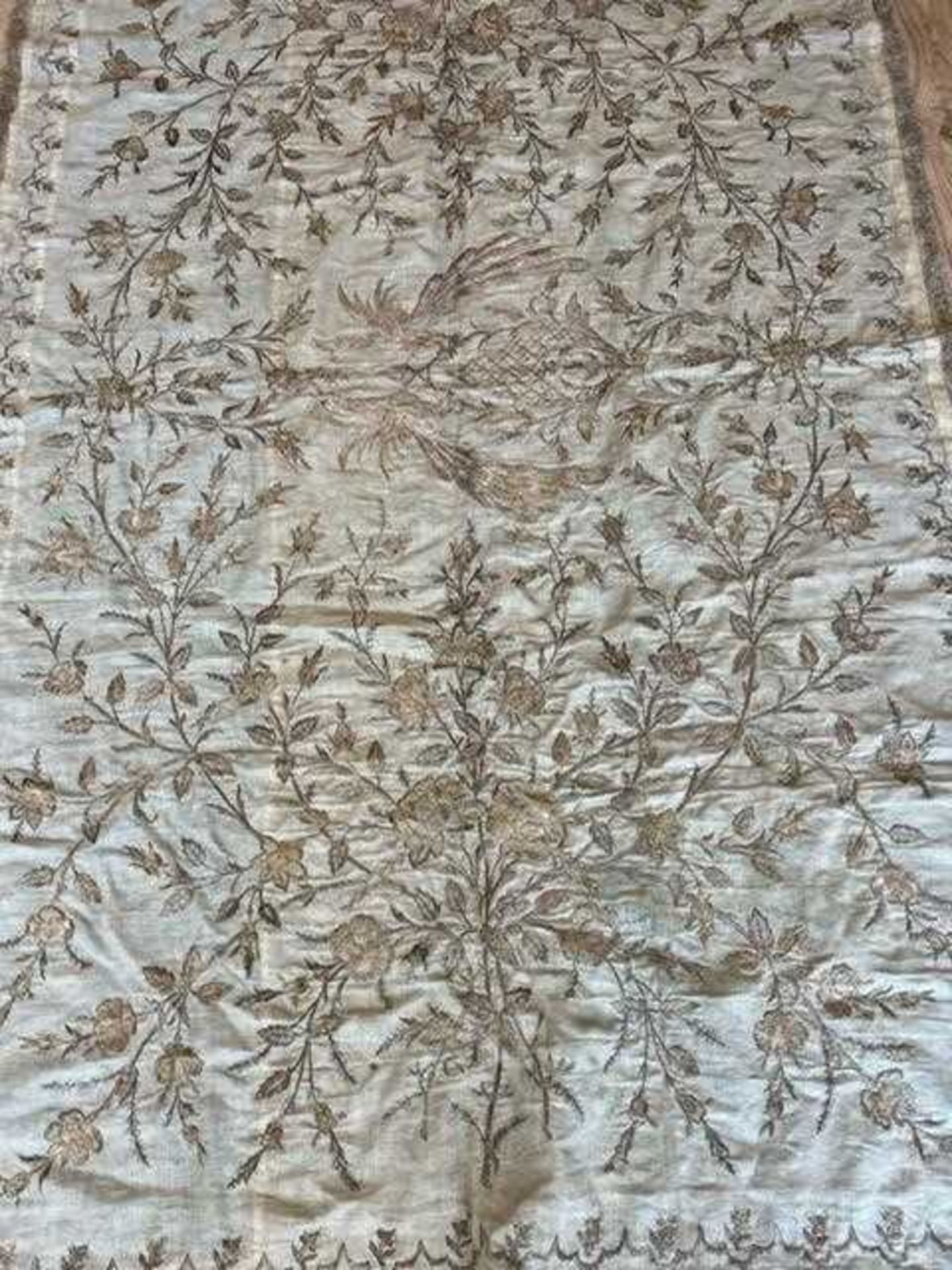 A 19TH CENTURY OTTOMAN GOLD AND SILVER THREAD EMBROIDERED BANNER - Image 14 of 18