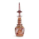 A 19TH CENTURY BOHEMIAN ENAMELLED AND CUT GLASS DECANTER FOR THE PERSIAN MARKET