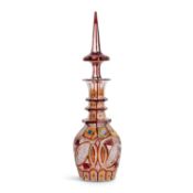 A 19TH CENTURY BOHEMIAN ENAMELLED AND CUT GLASS DECANTER FOR THE PERSIAN MARKET