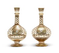A RARE PAIR OF 19TH CENTURY MAMLUK STYLE ENAMELLED GLASS BOTTLES ATTRIBTED TO BROCARD