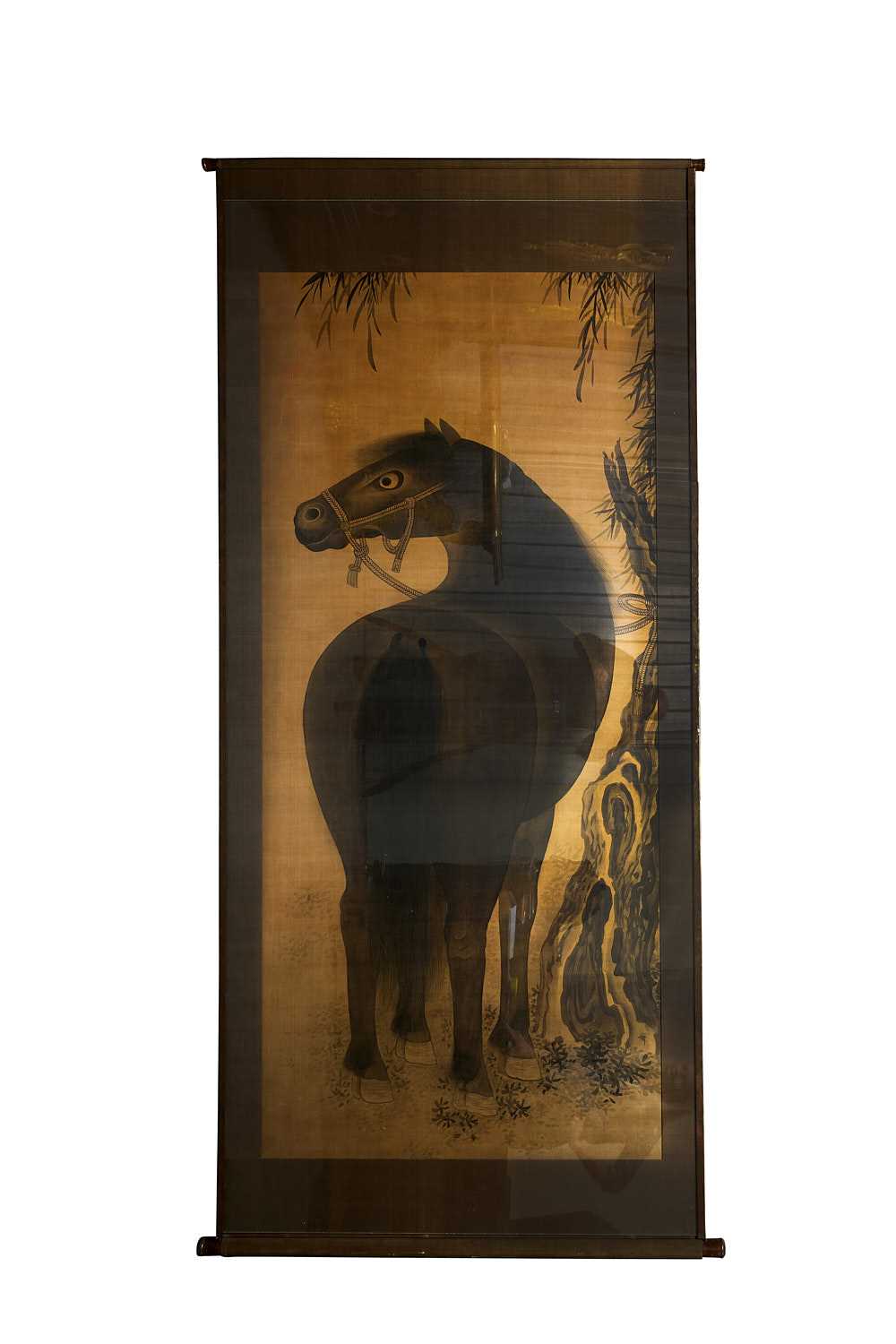 A MONUMENTAL CHINESE SILK PICTURE OF A HORSE