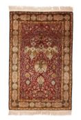 A PERSIAN QUM SILK PRAYER RUG