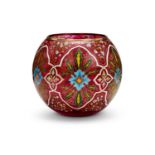 A BOHEMIAN ENAMELLED AND GILT RUBY GLASS BOWL FOR THE PERSIAN / TURKISH MARKET