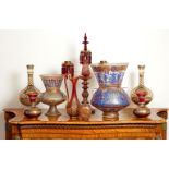 A LARGE MAMLUK REVIVAL ENAMELLED GLASS MOSQUE LAMP IN THE MANNER OF BROCARD