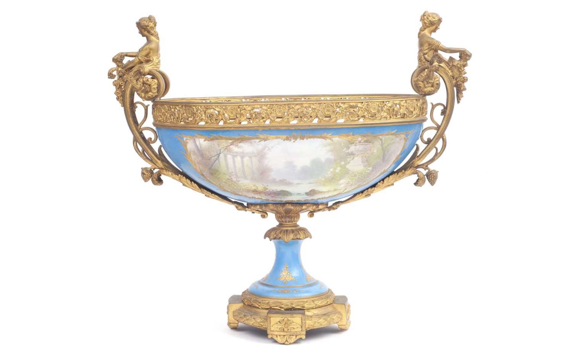 A VERY LARGE LATE 19TH CENTURY FRENCH SEVRES STYLE PORCELAIN AND ORMOLU MOUNTED JARDINIERE - Bild 2 aus 4