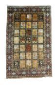 A FINE AND LARGE EARLY 20TH CENTURY PART SILK TABRIZ CARPET OF GARDEN DESIGN