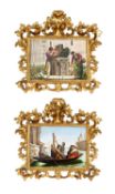 E. BIANCHINI: A PAIR OF LATE 19TH CENTURY ITALIAN PORCELAIN PANELS IN FRAMES