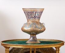 A. BUCAN: A FINE AND RARE 19TH CENTURY FRENCH PERSIAN STYLE ENAMELLED AND GILT GLASS VASE