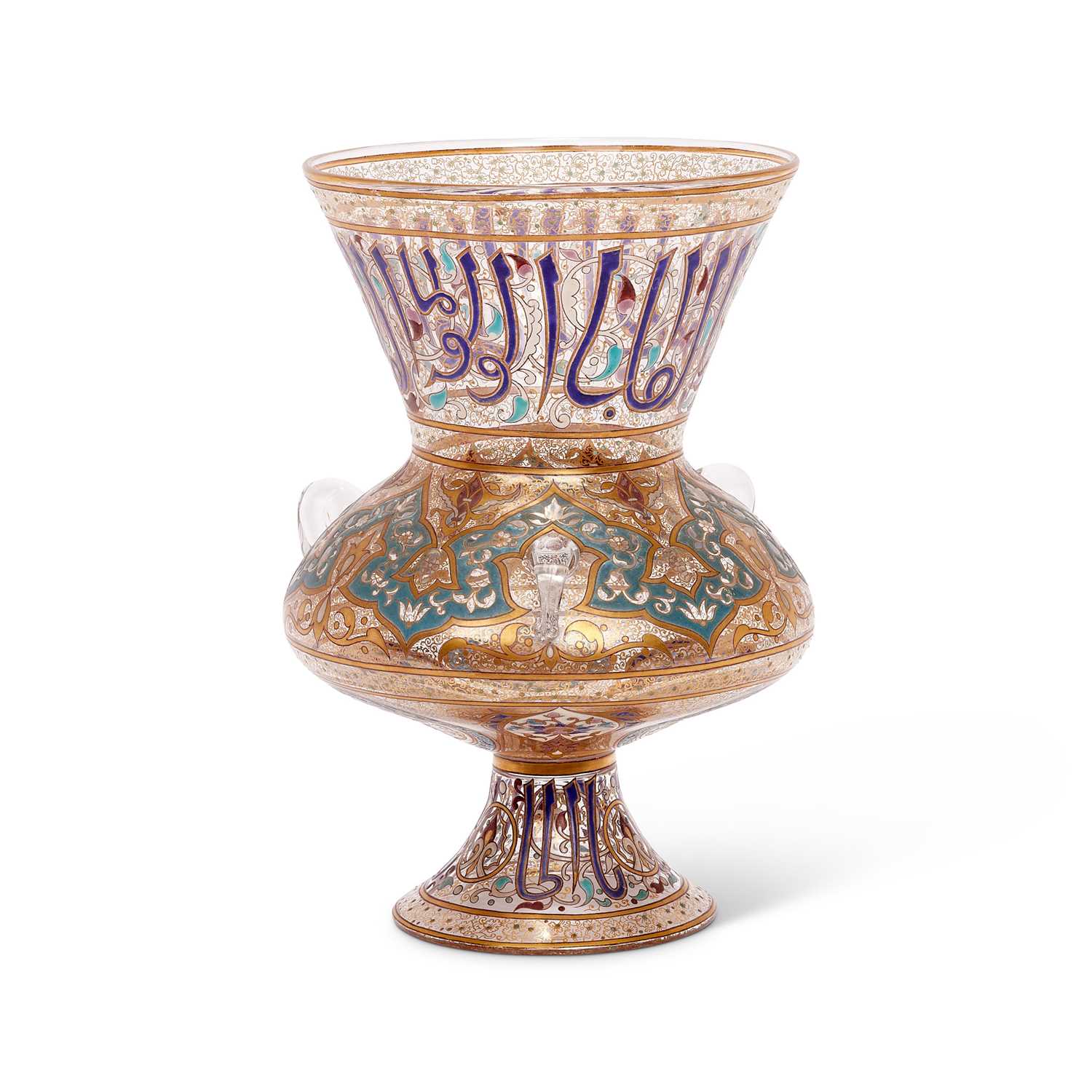 A. BUCAN: A FINE AND RARE 19TH CENTURY FRENCH PERSIAN STYLE ENAMELLED AND GILT GLASS VASE - Image 3 of 7