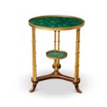 A FINE EARLY 20TH CENTURY MALACHITE AND ORMOLU MOUNTED TABLE