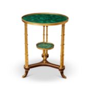 A FINE EARLY 20TH CENTURY MALACHITE AND ORMOLU MOUNTED TABLE