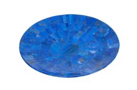 A LARGE LAPIS LAZULI CIRCULAR DISH