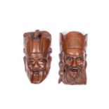 TWO EARLY 20TH CENTURY CHINESE HARDWOOD WALL MASKS