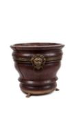 A 19TH CENTURY IRISH MAHOGANY BRASS BOUND CHAMPAGNE BUCKET