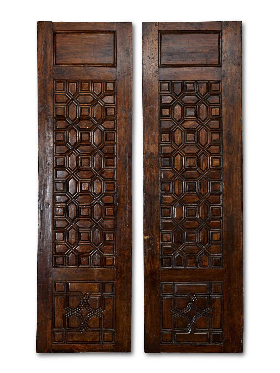 A PAIR OF MAMLUK CARVED WOOD DOORS, EGYPT, 15TH CENTURY AND LATER