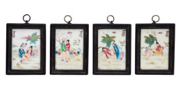 A SET OF FOUR CHINESE PORCELAIN EROTIC PANELS
