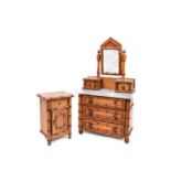 MINIATURE FURNITURE: A LATE 19TH CENTURY FAUX BAMBOO DRESSING TABLE AND CABINET